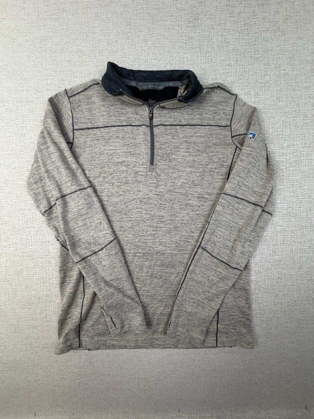 Kuhl Men’s Small Gray Heather 1/4 Zip Stretch Outdoor Hiking Pullover